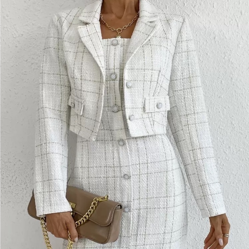 White Tweed Cropped Blazer
